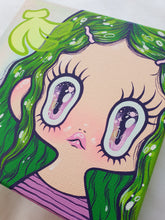 Load image into Gallery viewer, &#39;Green Hair&#39; - Original Acrylic Painting on Canvas 8&quot;x8&quot;
