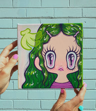 Load image into Gallery viewer, &#39;Green Hair&#39; - Original Acrylic Painting on Canvas 8&quot;x8&quot;
