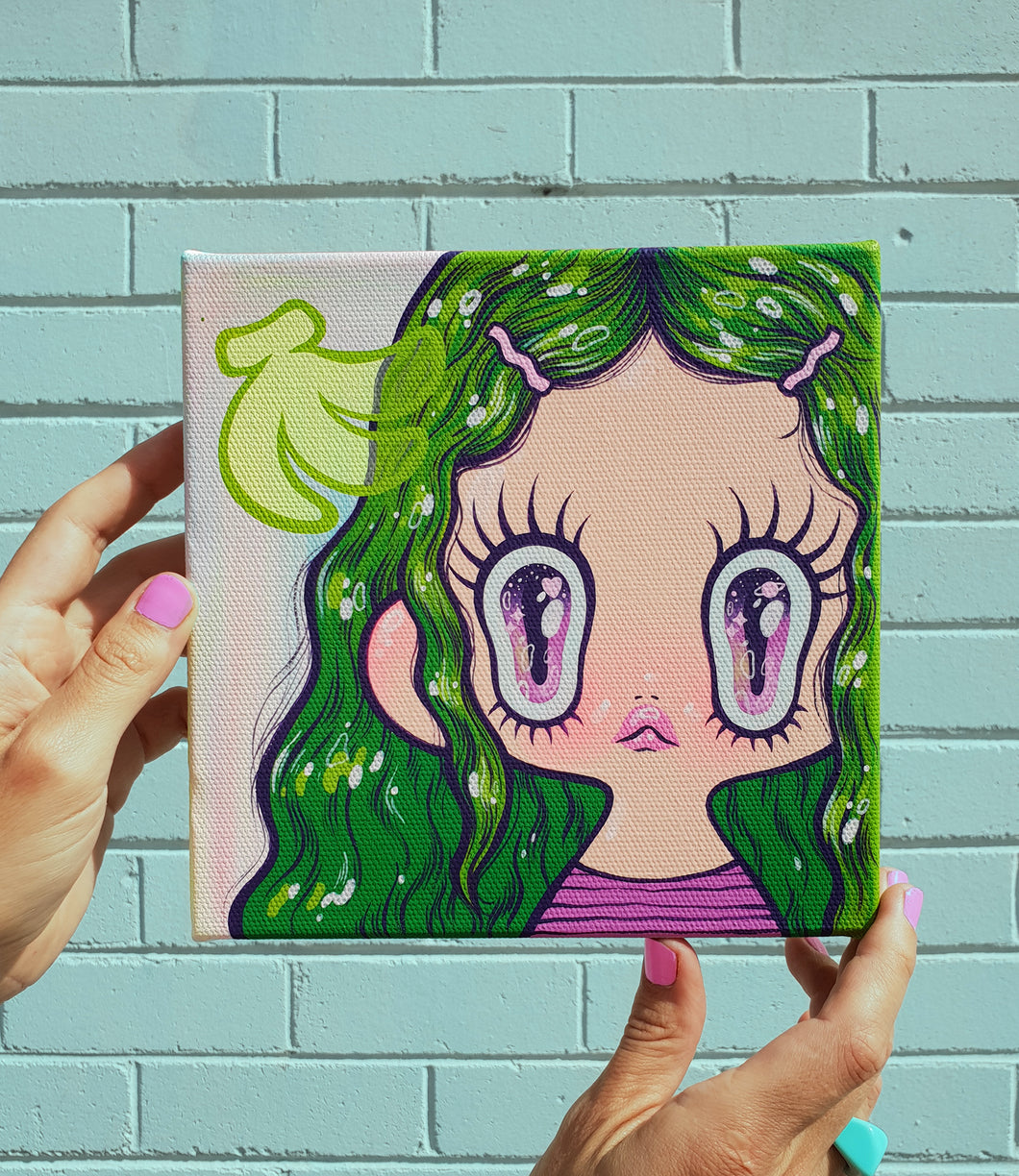 'Green Hair' - Original Acrylic Painting on Canvas 8